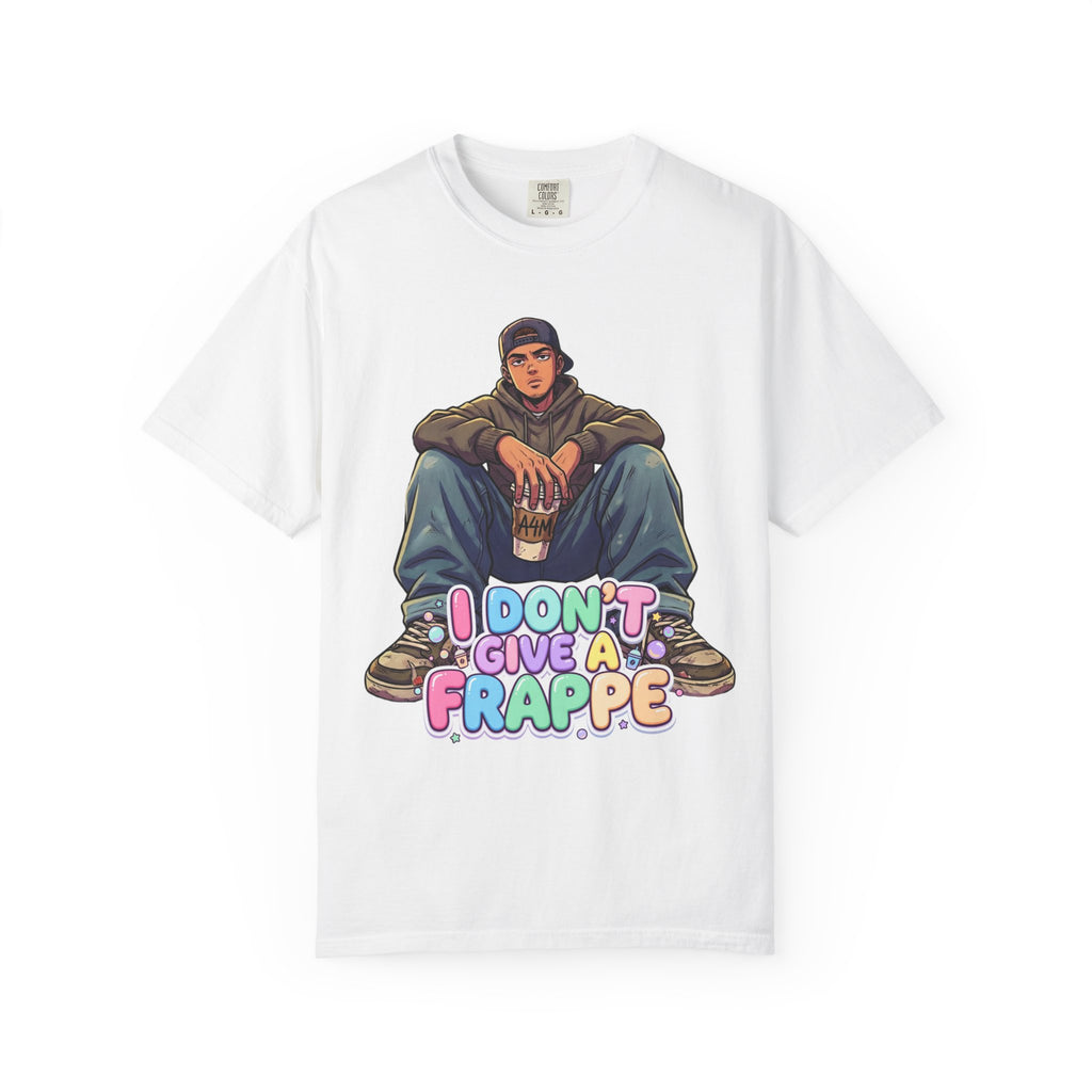"I Don't Give a Frappe" Funny Manga Coffee T-Shirt | Anime Aesthetic Streetwear