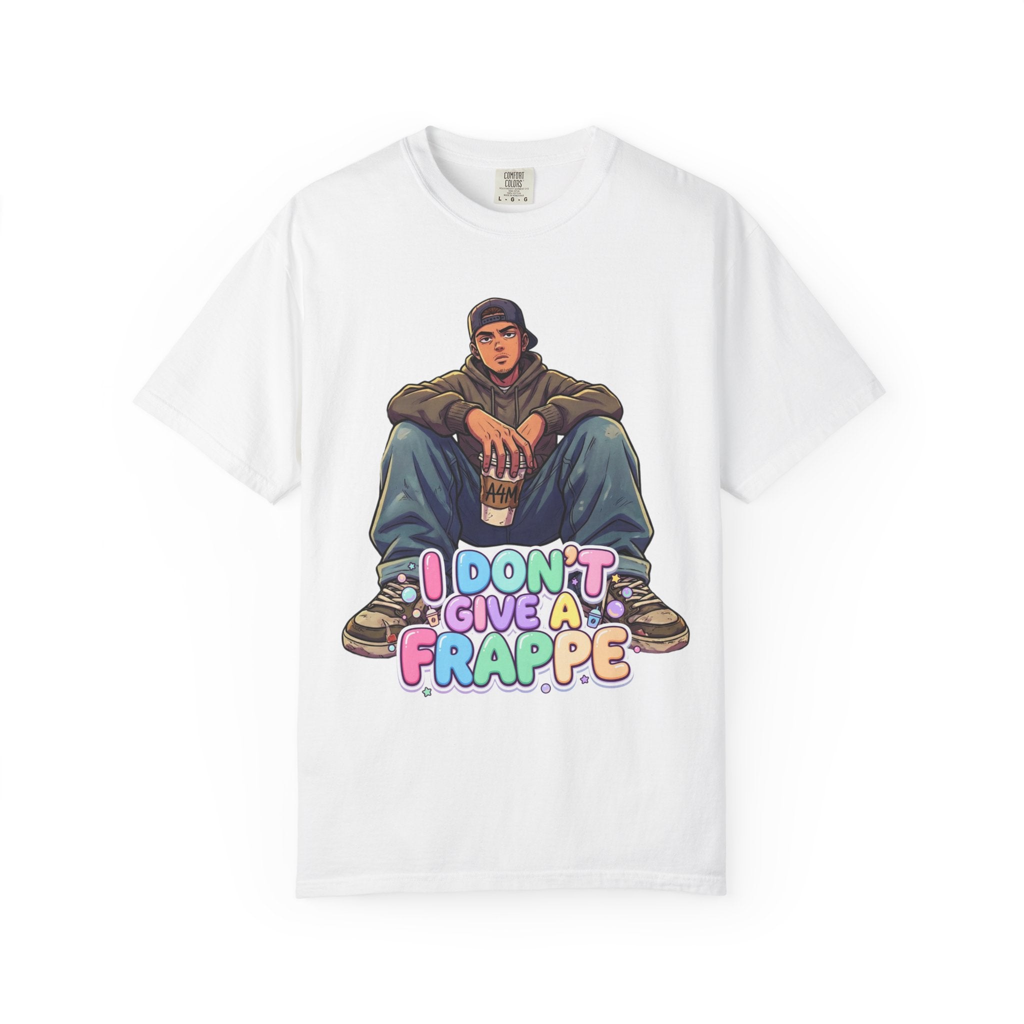 "I Don't Give a Frappe" Funny Manga Coffee T-Shirt | Anime Aesthetic Streetwear