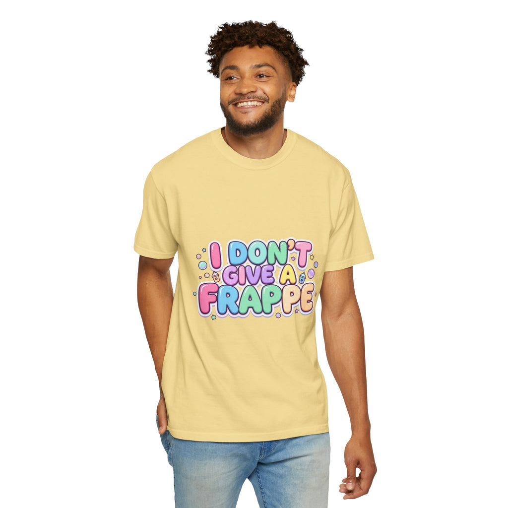 "I Don't Give a Frappe" Funny Kawaii Coffee T-Shirt | Pastel Manga Aesthetic