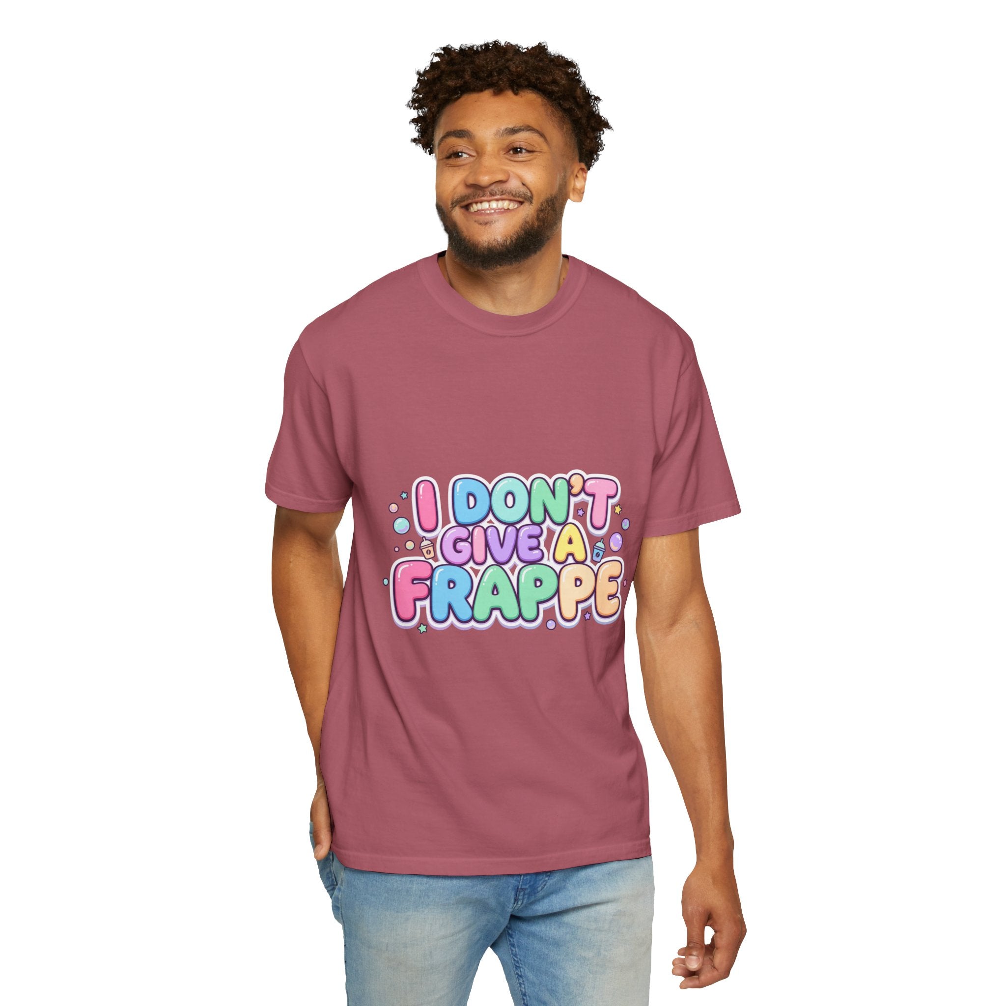 "I Don't Give a Frappe" Funny Kawaii Coffee T-Shirt | Pastel Manga Aesthetic