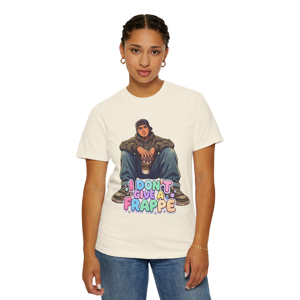 "I Don't Give a Frappe" Funny Manga Coffee T-Shirt | Anime Aesthetic Streetwear