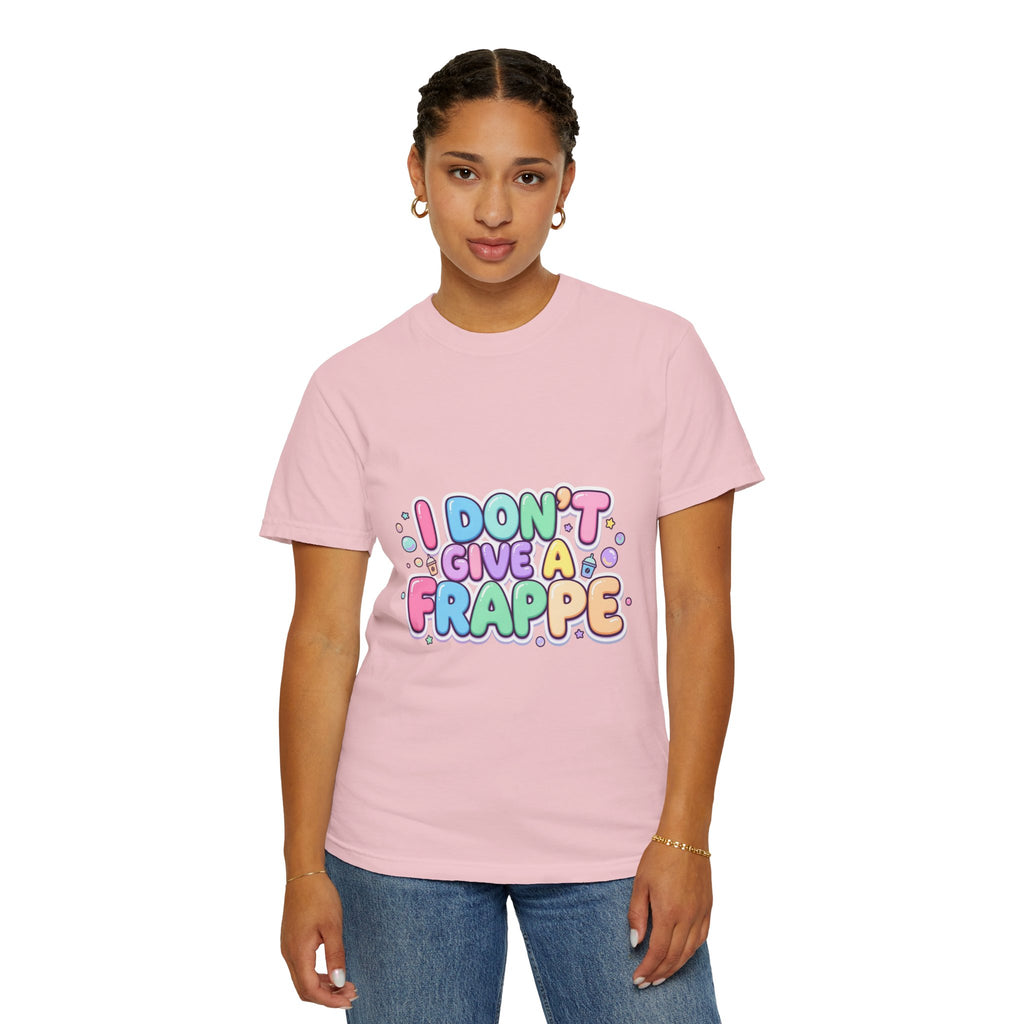 "I Don't Give a Frappe" Funny Kawaii Coffee T-Shirt | Pastel Manga Aesthetic