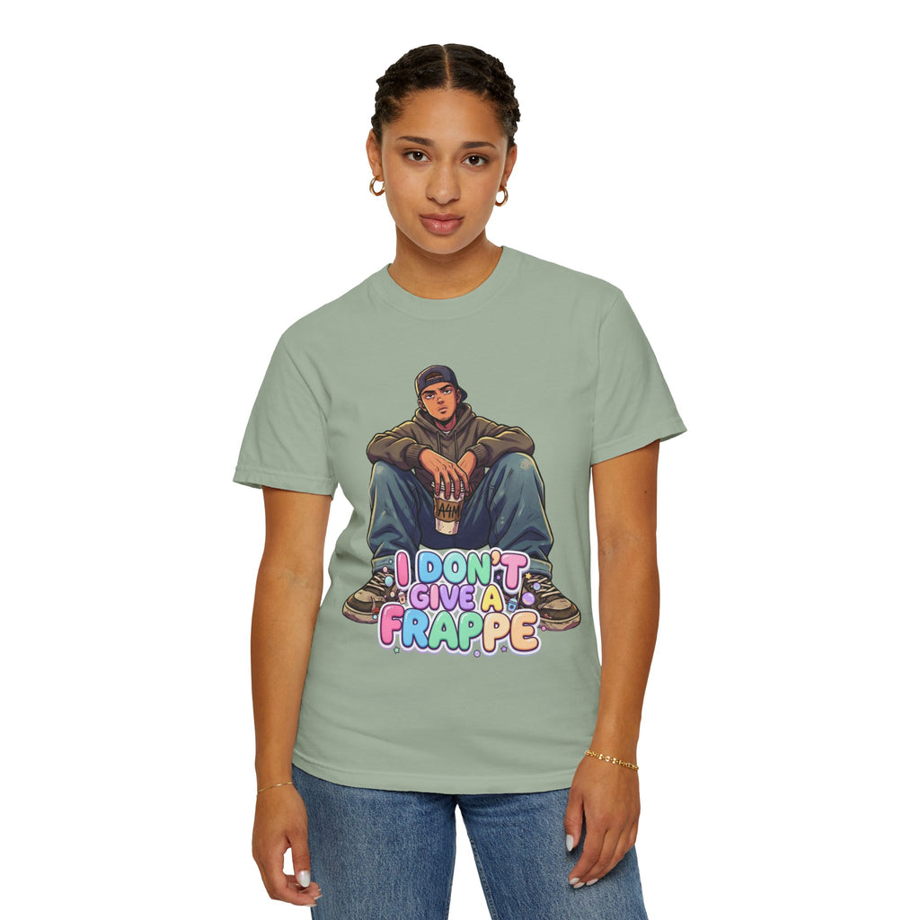 "I Don't Give a Frappe" Funny Manga Coffee T-Shirt | Anime Aesthetic Streetwear