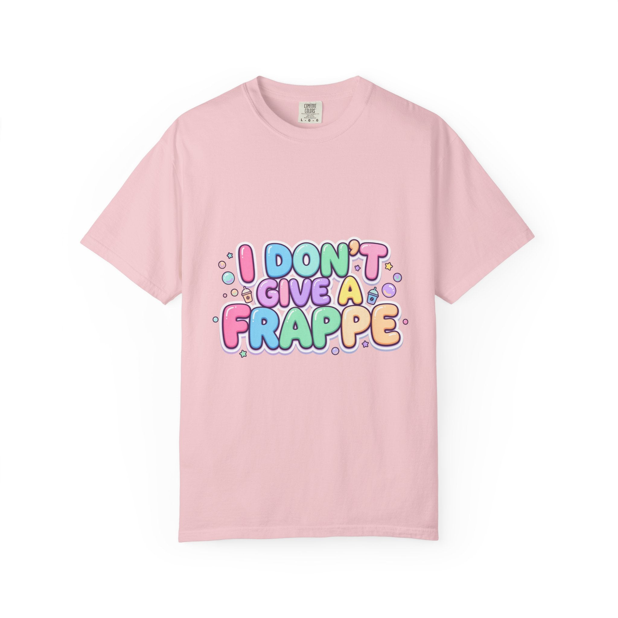 "I Don't Give a Frappe" Funny Kawaii Coffee T-Shirt | Pastel Manga Aesthetic